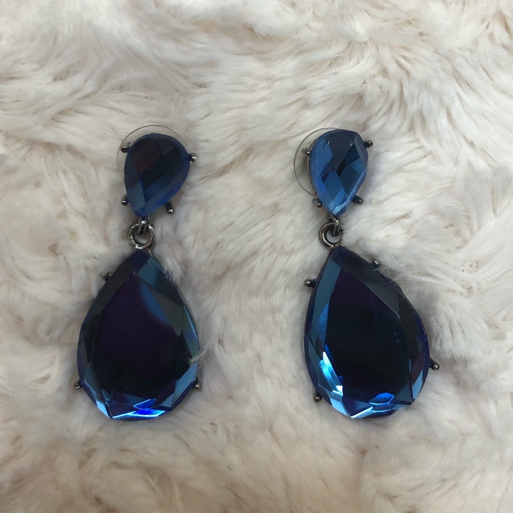 Royal Blue-Gem like earrings. Sequin